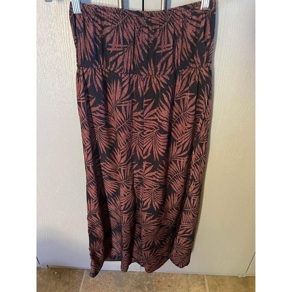 Abound Pants - Strapless Boho Jumpsuit Tropical Palm Leaf Print XXS Black Nordstrom New Smocked